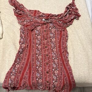 American Eagle Outfitters Red Floral Top
